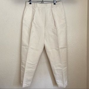 Rachael Wang oatmeal High waist pleated pants Hemp size 14 neutral‎ NWOT